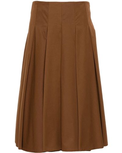 Semicouture Pleated Midi Skirt - Brown