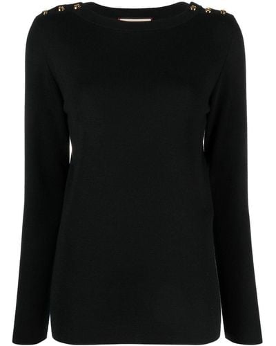 Gucci Knitted Buttoned-shoulder Sweater - Black