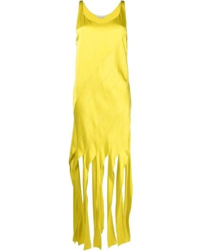 Stella McCartney Vestido sin mangas con flecos en el dobladillo - Amarillo