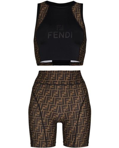 Fendi Zucca Two-piece Activewear Set - Brown