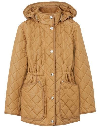Burberry Diamond-quilted Hooded Jacket - Brown
