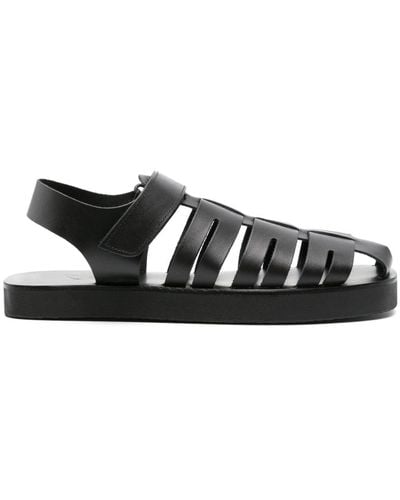Ancient Greek Sandals Tilemachos Flat Leather Sandals - Black