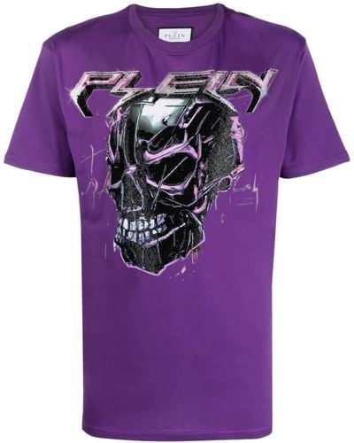Philipp Plein T-shirt en coton à logo imprimé - Violet
