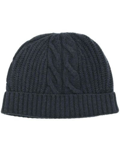 N.Peal Cashmere Cable-knit Organic Cashmere Beanie - Blue