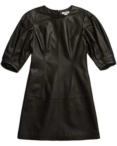 Jason Wu Balloon-sleeves Short Leather Dress - Black