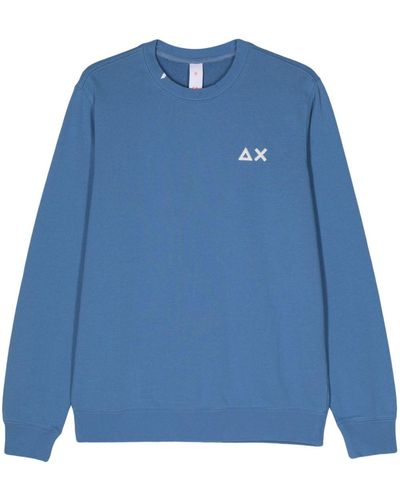 Sun 68 Sweater Met Geborduurd Logo - Blauw