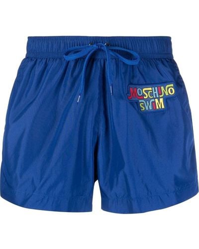 Moschino Logo-patch Swim Shorts - Blue