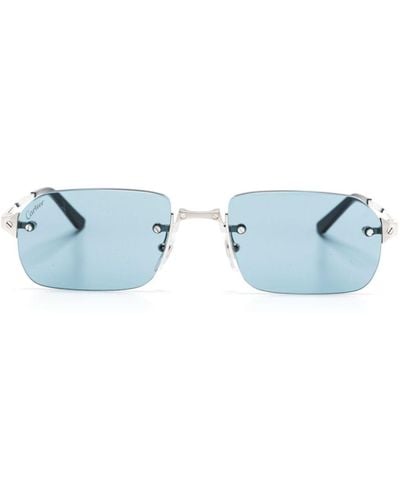 Cartier Santos Rectangle-frame Sunglasses - Blue