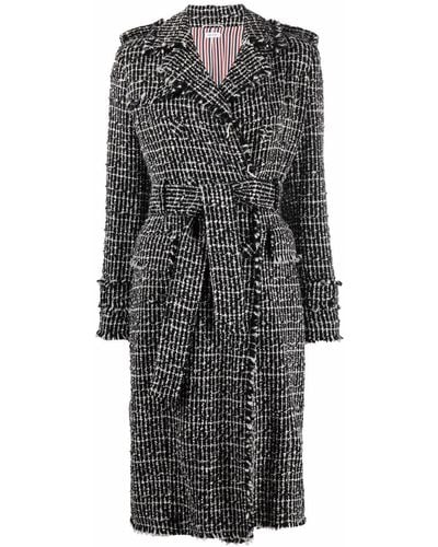 Thom Browne Cashmere-tweed Trench Coat - Grey