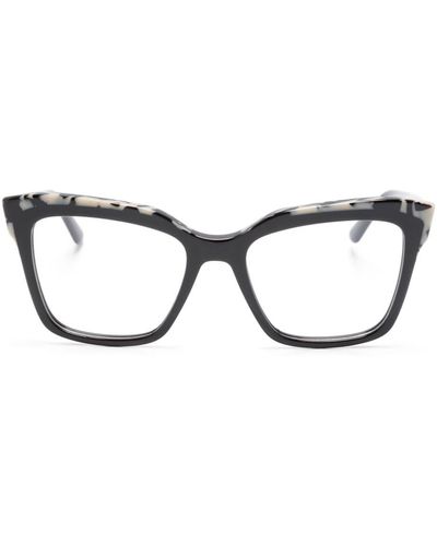 Karl Lagerfeld マーブルパターン スクエア眼鏡フレーム - ブラウン