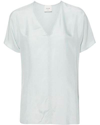 Alysi T-Shirt aus Seide mit V-Ausschnitt - Weiß