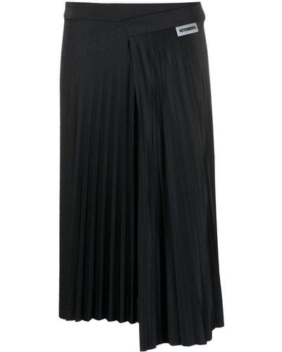 Vetements Falda midi plisada - Negro