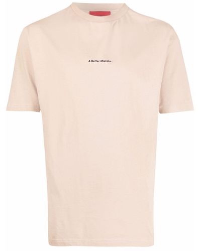A BETTER MISTAKE Essential Slogan-print T-shirt - Natural