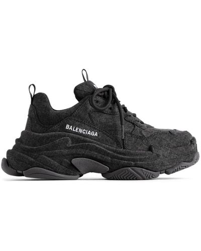 Balenciaga Triple S Denim Sneakers - Black