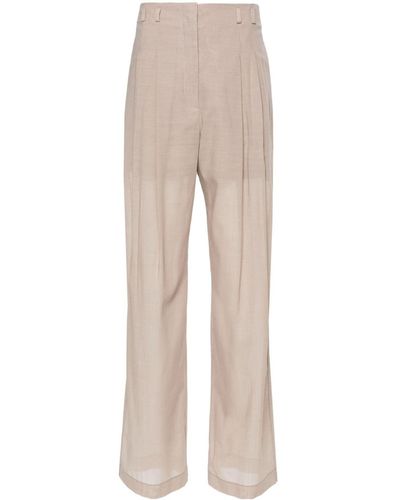 Philosophy Di Lorenzo Serafini Pleat-detail Semi-sheer Pants - Natural