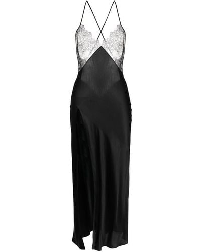 Maison Close Rendez-vous Lace-detail Silk Dress - Black
