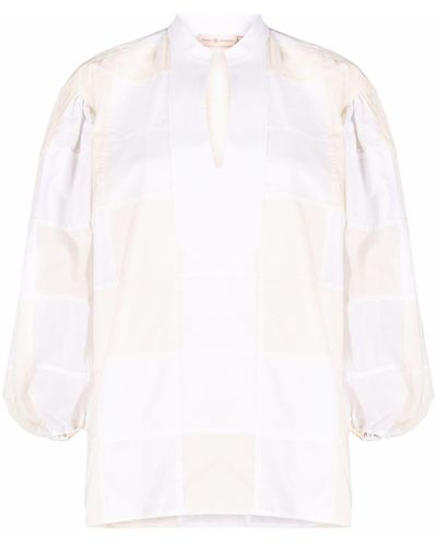 Tory Burch Patchwork Balloon Sleeve Tunic - White