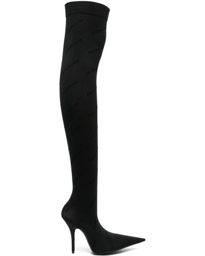 Balenciaga Overknee-Stiefel mit Logo 110mm - Schwarz