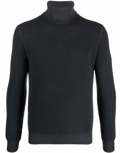 Dell'Oglio メリノウール タートルネックセーター - ブラック