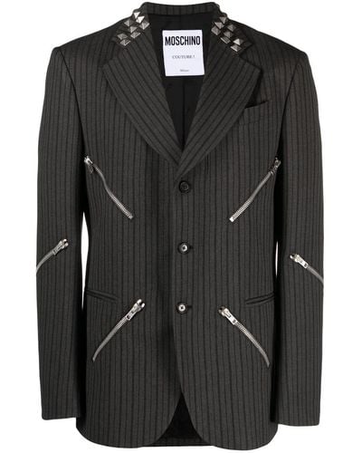 Moschino Manteau boutonné à zips - Noir