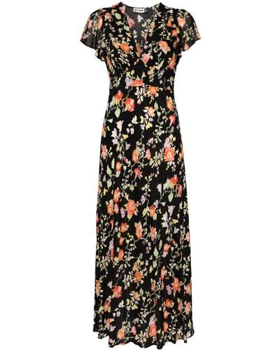RIXO London Florida Kleid mit Blumen-Print - Schwarz