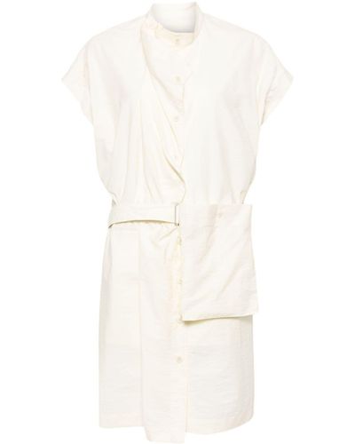 Lemaire Draped-detail Belted Dress - White
