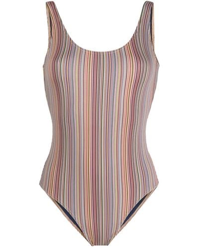 Paul Smith Round-neck Striped Swimsuit - Brown