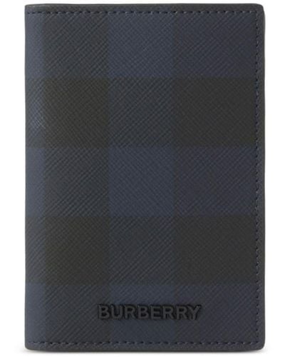 Burberry Check-pattern Leather Card Holder - Black