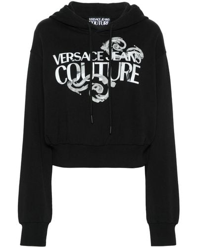 Versace Sudadera con capucha y logo Watercolour Couture - Negro