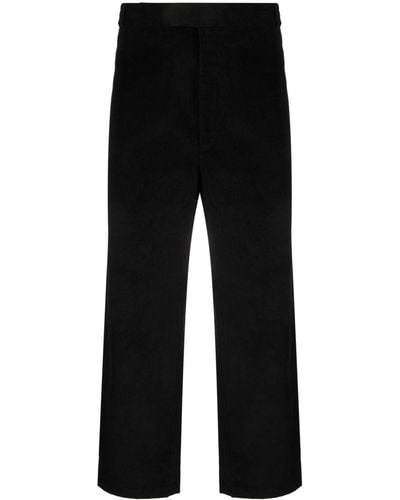 Thom Browne Pantalon en velours côtelé à bande tricolore - Noir