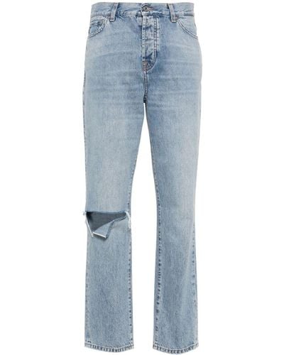 7 For All Mankind X Chiara Biasi Low-Rise Straight-Leg Jeans - Blue