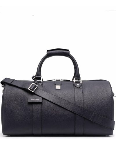 Aspinal of London Boston Grained Leather Bag - Blue