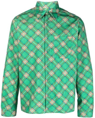 ERL Check-pattern Corduroy Shirt - Green