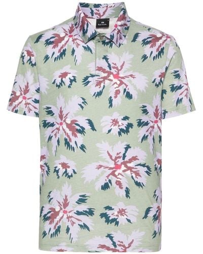 Paul Smith Floral-print Cotton Polo Shirt - Gray