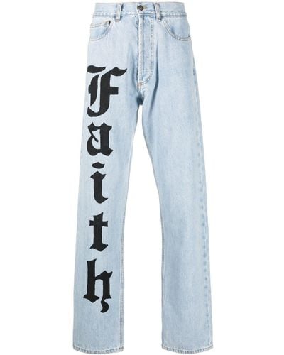 Faith Connexion Logo-print Loose Straight-leg Jeans - Blue