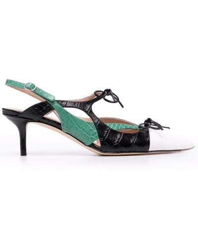 SCAROSSO Crush Crocodile-embossed Court Shoes - Green