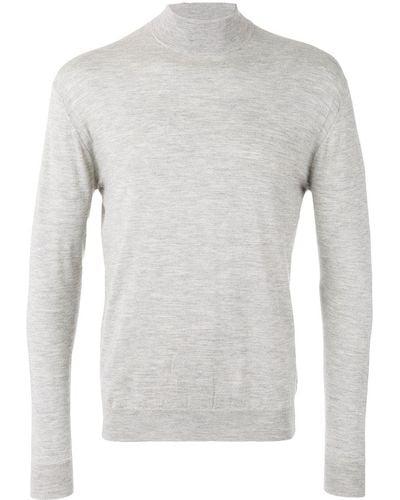 N.Peal Cashmere Fine Gauge Mock Turtle Neck Sweater - Gray