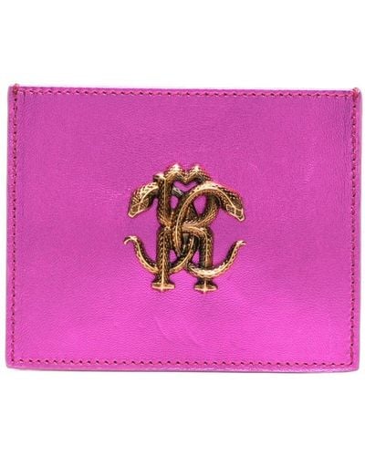 Roberto Cavalli Monogram-plaque Leather Cardholder - Pink