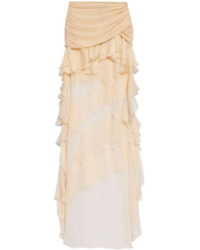 Blumarine Ruffled silk mini skirt - Natur