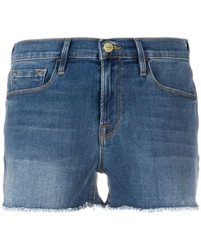 FRAME Pantalones vaqueros cortos con bajos sin rematar - Azul