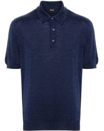 Kiton Fine Knit Polo Shirt - Blue