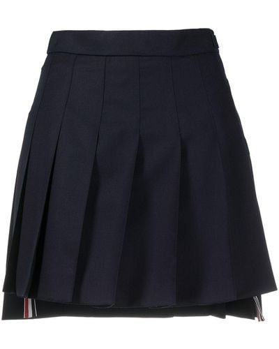 Thom Browne Rwb Pleatet Wool Skirt - Blue