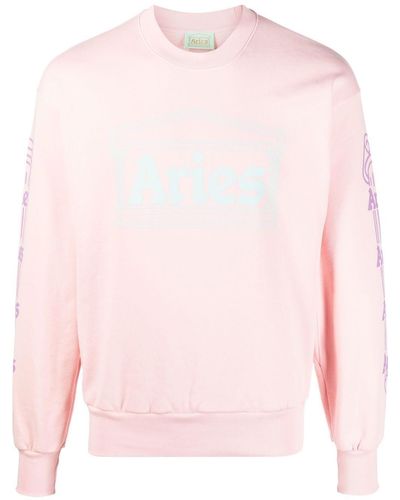 Aries Logo-print Cotton Sweatshirt - Pink