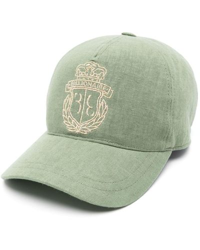 Billionaire Crest-embroidered Linen Baseball Cap - Green