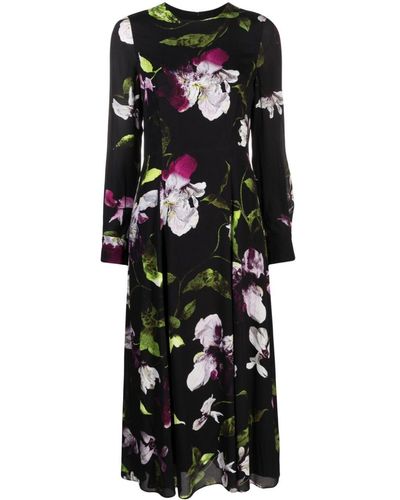 Erdem Floral-print Midid Dress - Black