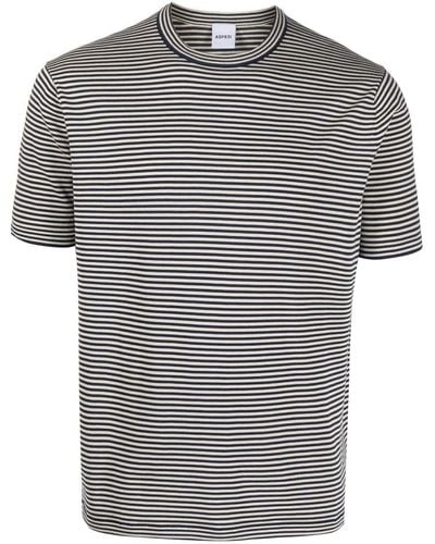 Aspesi Stripe-print Short-sleeved T-shirt - Black