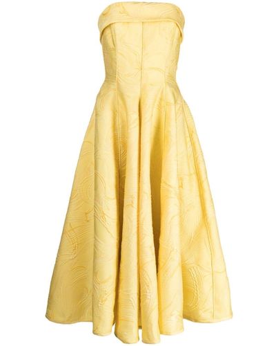 Bambah Strapless Midi Dress - Yellow