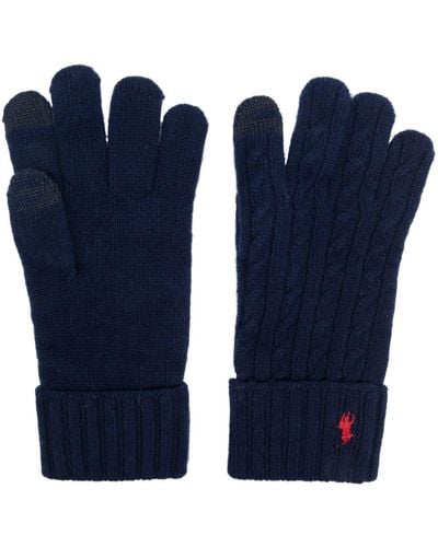Polo Ralph Lauren Polo Pony Cable-knit Gloves - Blue