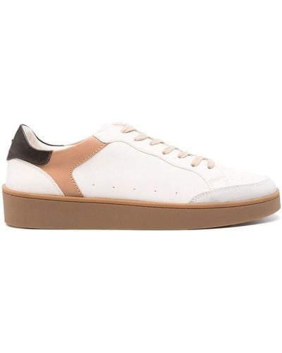 Canali Perforated-detail Leather Trainers - White