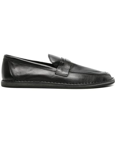 The Row Cary Leather Penny Loafers - Black